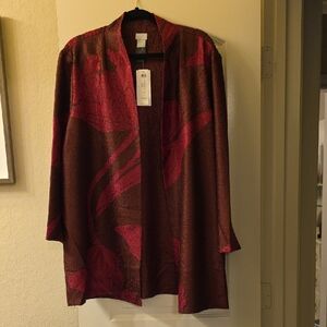 Chico's Travelers Deep Chianti and Raspberry Crush Jacket (Size 3)